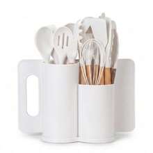 Juego de utensilios de cocina de silicona de 19 piezas, resistentes al calor, antiadherentes, fáciles de cocinar y limpiar. - Blanco - Ver 3