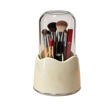 1 buah Organizer Kecantikan Minimalis dengan Tutup dan Mekanisme Putar, Wadah Penyimpanan Transparan Anti Debu yang Dapat Diputar 360 Derajat untuk Kuas Makeup, Eyeliner, dan Lipstik, Wadah Rapi untuk Meja Rias dan Meja Kamar Mandi - MultiWarna - View 8