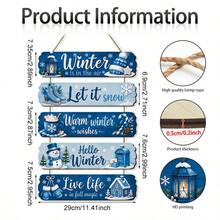 New Winter Christmas 5-Piece Hanging Sign Set, Creative Wooden Blue Snowman Door Plaque Home Decor, Holiday Home Decoration, Also Suitable As Gift - Hanging Ornament - View 4