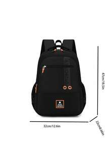 Unisex Backpack, Navy Black Color Block AB SPORT Letter Daypack, Multi Slant Zipper Compartments, For School Sports Daily Commute - Multicolor - View 4