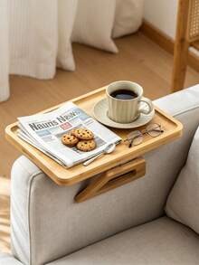 1 Buah Baki Sandaran Tangan Sofa Kayu Lipat, Meja Samping Sofa Jepit, Tempat Cangkir Snack Anti-Selip Portabel untuk Kopi, Buku, Ponsel & Remote, Baki Samping Multifungsi untuk Membaca dan Bersantai di Rumah - Nampan sofa - View 5