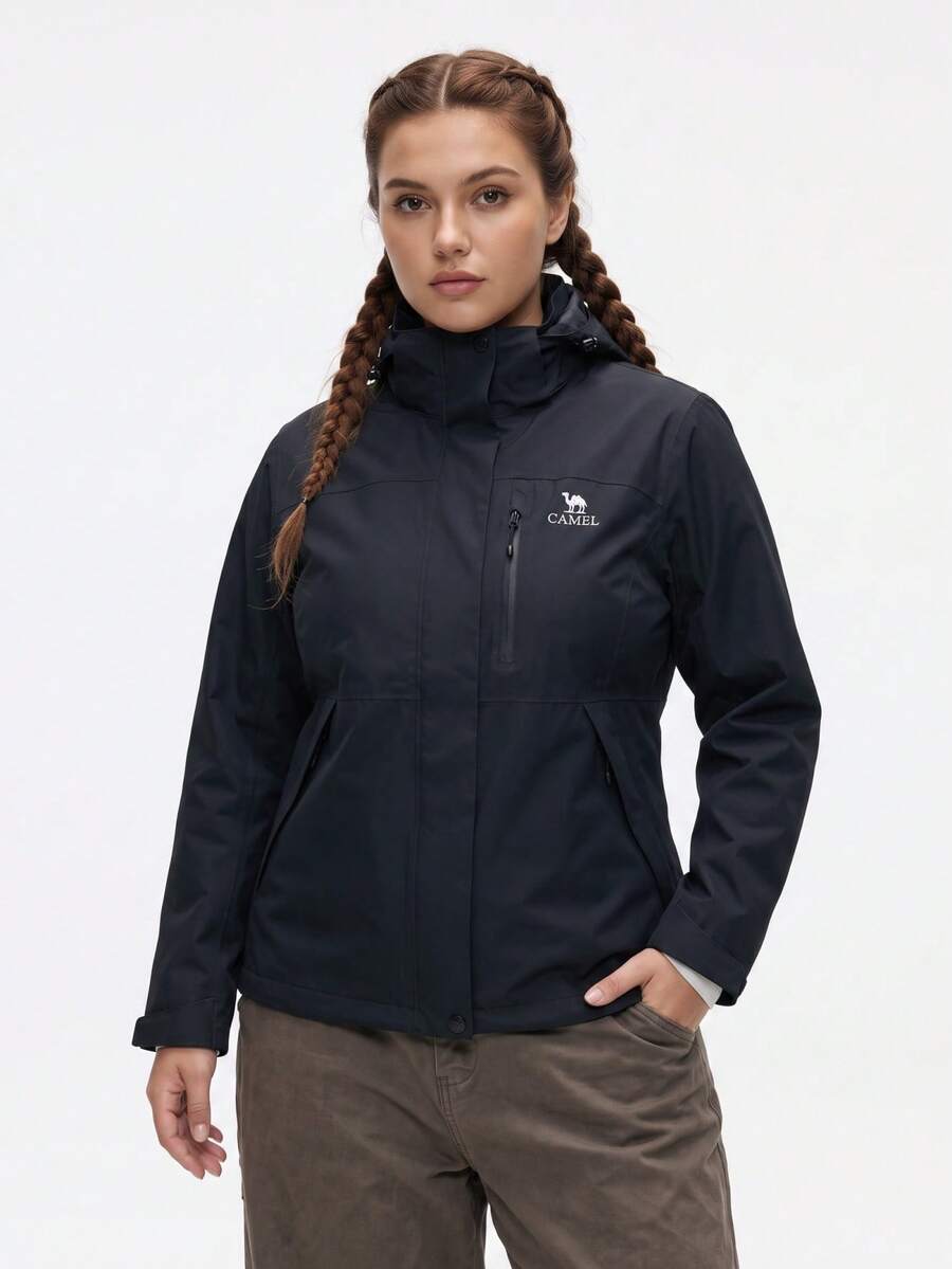 CAMEL CROWN Women's Single-Layer Hard Shell Outdoor Jacket, Comfortable, Water-Resistant, Lightweight Hiking & Climbing Jacket - Phantom Black - View 1