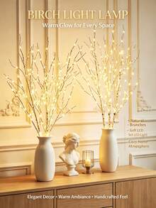 1pc 20-LED White Birch Branch Light, Vase Branch Decor Light, Holiday Atmosphere Decoration - White - View 3