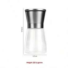 Tall Salt And Pepper Grinder – Black Pepper And Vanilla Seasoning Bottle, Reusable Manual Grinding – Plastic Lid – Adjustable Grind Setting – Glass Material – Ideal For Home, Kitchen, And Barbecue - Clear - View 9
