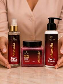 Kit 3 itens Obsessão Body Splash, Esfoliante e Hidratante - Mirtilo - Visão 1