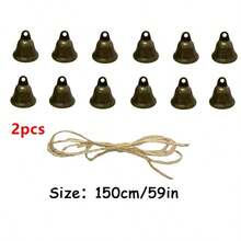 Creative Doorbell Hanging Ornament DIY Hemp Rope Wind Chime Witch Bell Door Handle Protector Hand Hook Wind Chime Suitable For Christmas, Halloween, Easter Decoration - Bronze Bell - View 7