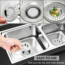 4pcs Stainless Steel Sink Strainer|Punched Mesh Drain Filter For Kitchen|Anti-Clogging Food Residue Catcher|Dishwasher Sink Drain Guard|Rustproof Universal Fit - Multicolor - View 4