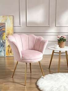WAHSON OFFICE CHAIRS 1PC Wahson Velvet Armchair Armchair With Gold Legs, Comfortable Bedroom Armchair Relax Chair For Living Room/Bedroom - 淺粉色 - 查看 10