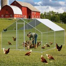 3x4x2m Outdoor   With Security Lock And Waterproof PE Tarp, Metal Run For , Rabbits, And Other Small Animals - Silver - View 1