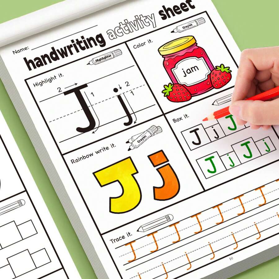 1PC Alphabet Hand‑Writing Tracing Workbook, Multifunctional Letter Activity Sheets, Hand‑Skill Training Supplies, Desktop DIY Art Kit, Holiday Handmade Gift, Travel Pocket Practice Set - Multicolor - View 1