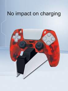 Compatible With PlayStation 5, Water Transfer Printing Design Controller Protective Case, Joystick Caps, Storage Bag Set Available, Anti-Slip Anti-Scratch Anti-Sweat Enhanced Gaming Control Feel, Large Opening Design At The Bottom - Water Transfer Red - View 9