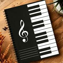 1 Spiral Notebook, Cover Printed With Musical Notes And Piano Keys, 50/100 Lined Pages, Perfect For Recording Musical Notes, Composing And Note-Taking. A Thoughtful Gift For Music Students And Piano Enthusiasts. - Multicolor - View 3
