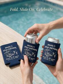 1pc Personalized Birthday Can Cooler, Custom Text Can Sleeve, Beach Party Drink Holder, Milestone Birthday Favor. - Multicolor - View 7