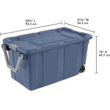 Heavy-Duty 40 Gallon Rolling Storage Bins, Blue Industrial Plastic With Pivot Handle, Leakproof Lid And Latches, 2-Pack - Blue - View 3