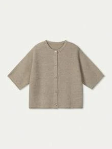 Spring/Summer Women's Simple Elegant College Style Single-Breasted Knit Cardigan Fall - Brown - View 10