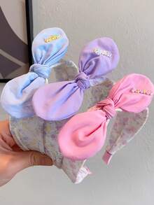 3 chiếc băng đô nữ họa tiết hoa hồng, tai thỏ nơ trang trí chữ, vải mềm, ngọt ngào dễ thương, phù hợp dùng hàng ngày, phụ kiện chăm sóc tóc có thể giặt được - Nhiều màu - Xem 6