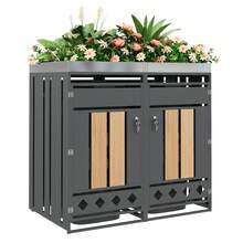 Outdoor Storage Box Grey - 2 Drawers - With Integrated Planter - Grey - View 1