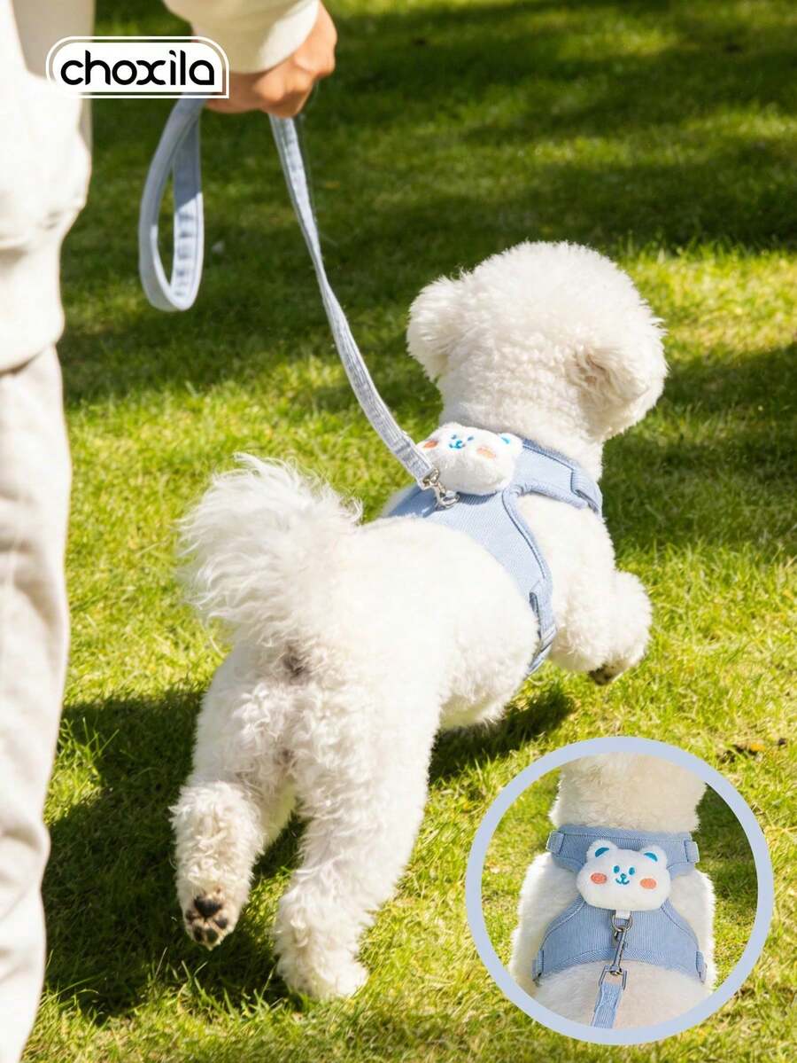 choxila 1pc Cat Harness And Leash Set, Adjustable Cat Leash, Kitten Harness, Cute Rabbit And Bear Pattern, Suitable For Outdoor Use, Vest-Style Cat Walking Leash, Comfortable And Lightweight, Escape-Proof Pet Harness Set - Multicolor - View 1