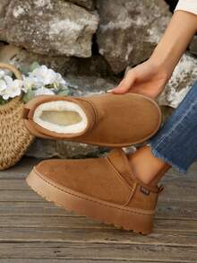 Thick Sole Height-Increasing Thickened Snow Boots For Women 2025 New Design Thick Fleece Warm Stylish Versatile Women's Snow Boots - Camel - View 2