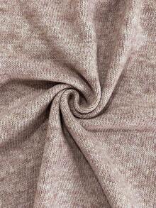 2026 Fall New Women's Round Neck Single-Breasted French Elegant Fashion Knit Poncho Sweater - Khaki - View 8