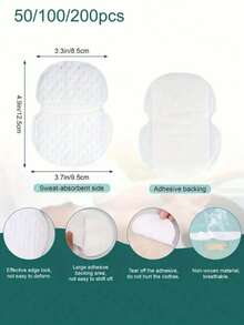 50pcs/Pack Disposable Underarm Sweat Pads, Anti-Sweat Patches For Women, Ultra-Thin Invisible Sweat-Absorbing Pads, Summer Essential Gift For Girls - Multi-color - View 7