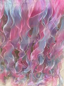 1 Roll 3/10 Yards Gradient Sheer Organza Ribbon With Gold Wired Edge, Perfect For Gift Wrapping, Flower Bouquets, Party Decor, Wedding Supplies & DIY, Christmas Gift Ribbon, Wrapping For Presents,Christmas Tree Decerations,Halloween Home Dec - Multicolor - View 12