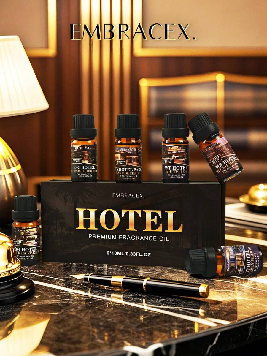 EMBRACEX. 6pcs/1PC 10ml Hotel Fragrance Oil, White Tea Fragrance Oil, Midnight Orchid Fragrance Oil, Luxury Hotel Scent, Five-Star Experience, Multiple Scents Available, Holiday Gift, Diffuser, Aromatherapy Machine, Candle Making