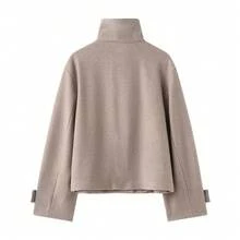 DEEKA Autumn/Winter New Women's Fashion European & American Style Minimalist Collared Wool Blend Short Jacket Spring, Quiet Luxury - Khaki - View 4
