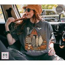 Pumpkin Patch Ghost Trio ® Shirt, Farmhouse Halloween Tee - 樣式1 - 查看 3