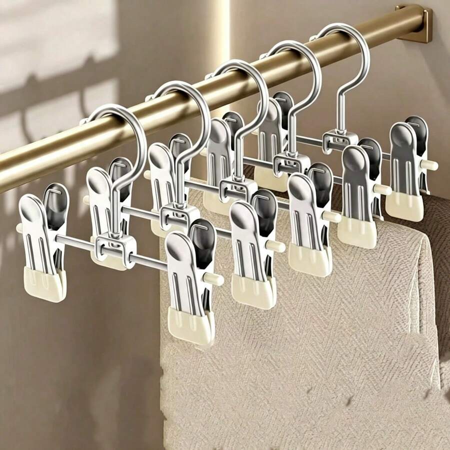 20/10/1pc Multi-Function Adjustable Clips, Back To School, Non-Slip Brushed Metal Pants Clips, Portable Shoe Drying Clips, Suitable For Clothing Stores And Home Use, No-Mark Clips