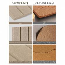 Felt Bulletin Board Tiles, 2 Pack Small Cork Board Alternative | 11.8*11.8in Striped Pin Board With 12  Tabs, Display Photos, Memos & N - OatmealGray - View 8