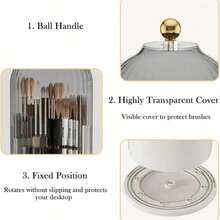 1pc Covered Toothbrush Holder/Makeup Brush Storage Box, 360 Degree Rotating Covered Makeup Brush Holder, Dust-Proof Makeup Brush Storage Box, Suitable For Vanity, Bathroom Countertop, Cosmetic Countertop Storage Rack, Apartment Dormitory Essentials, Suitable For College Students - Multicolor - View 9