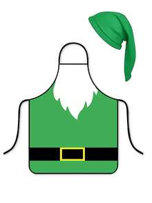 2PCS Christmas Gnome Costume, Apron & Cone Hat Set | Adult Costume, Beard Print, Funny Gnome Cosplay Accessories, Red, Blue, Yellow, Green, Fairy Tale Party Outfit - Multicolor - View 12
