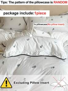 1pc Black Embroidered Rose Ruffle Edge Pillowcase, French Princess Style Decorative Throw Pillow Cover Suitable For All Seasons, Pastoral Style Simple Gentle Decorative Long Pillowcase, Machine Washable, No Filling Included - Black and White - View 4