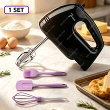 LÈRFM Compact Stainless Steel Electric Hand Mixer: Small Whisk For Baking, Mixing Cakes And Cream, Perfect For Home Kitchen Use - Black - View 1