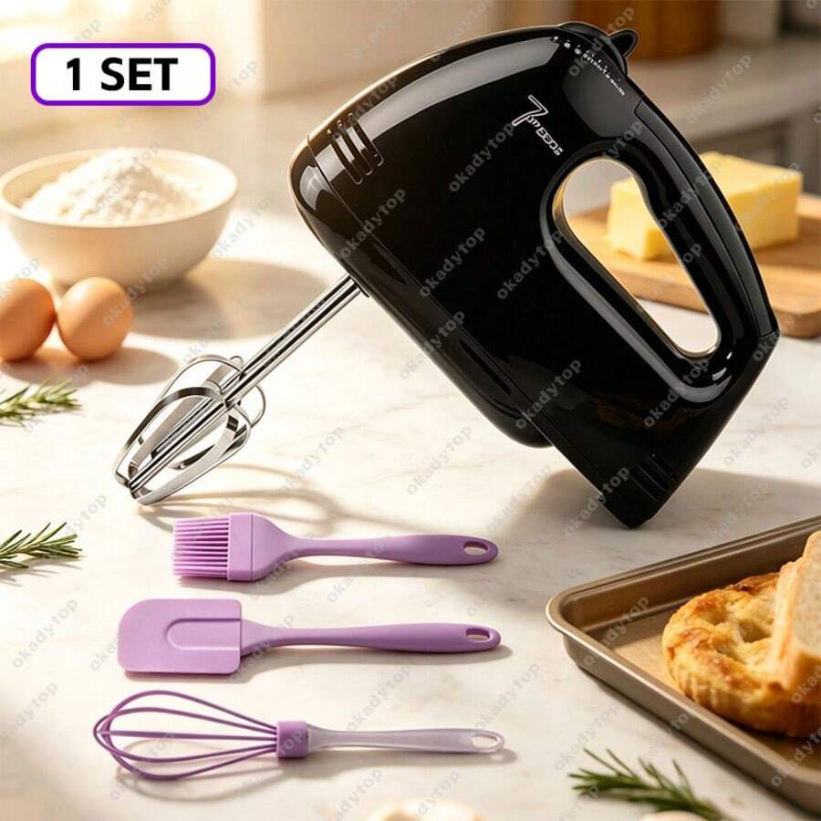 LÈRFM Compact Stainless Steel Electric Hand Mixer: Small Whisk For Baking, Mixing Cakes And Cream, Perfect For Home Kitchen Use - Black - View 1
