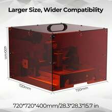 ACMER Mini 雷射雕刻機保護罩 720*720*400mm 耐火防煙保護箱 95% 藍光遮蔽護眼 防塵防水 雷射切割機遮罩附排氣管 - 查看 3