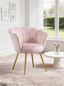 WAHSON OFFICE CHAIRS 1PC Wahson Velvet Armchair Armchair With Gold Legs, Comfortable Bedroom Armchair Relax Chair For Living Room/Bedroom - 淡粉紅色 - 查看 11