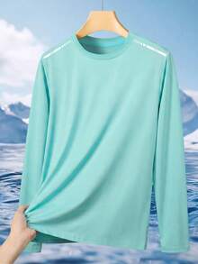 Women's Printed Long Sleeve Top, Suitable For Outdoor And Casual Wear, Versatile For Various Styles - Mint Blue - View 2