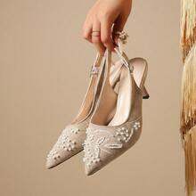 2026 Summer New Backless Sandals Fashion Commute Thin High Heel Pointed Toe Women's Shoes - Khaki - View 5