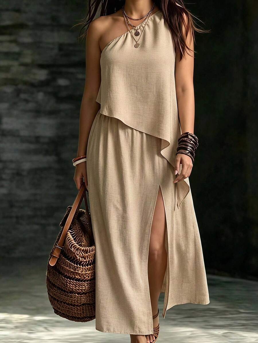 Plus Size Modest Sets - Khaki - View 1
