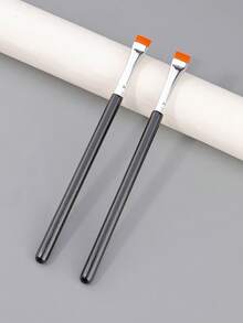 1 pieza Pincel plano para corrector, pincel delineador, pincel plano ultra delgado para corrector, herramienta de maquillaje de base y corrector de precisión - Negro - Ver 5