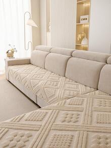ALPLUME 2pcs Bohemian Style Soft Cotton Velvet Sofa Pads, Diamond Line Jacquard Pattern, Soft And Comfortable Anti-Slip Sofa Pads, Pet-Friendly Scratch-Resistant Sofa Protector, Easy To Install, Furniture Protection, Suitable As Gift For Family And Friends, All-Season Anti-Slip Sofa Seat Cover, 4 Colors And 6 Sizes Available, Fits 1/2/3/4 And Combination Sofas, Office, Bedroom, Living Room Home Decor Protection Cover - Beige - View 4