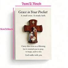 1pc Jesus Cross Prayer Statue, Includes Cross, Virgin Mary, Joseph And Jesus Statues, Comes With Prayer Card And Inspirational Card, Suitable As Christian Prayer Gift And Faith Cross Gift - Multicolor - View 6