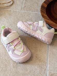 1 Pair Unisex Colorblock Hook & Loop Soft Non-Slip Sole Toddler Sports Shoes, Suitable For All-Season Daily Wear And Outdoor Activities - Pink - View 3