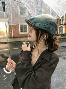 1件 2026新款復古鉚釘報童帽女款，春夏休閒百搭修臉貝雷帽，甜酷辣妹風 - A - 查看 3