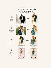Personalized Wedding Can Cooler, Custom Photo Watercolor Portrait Can Sleeve, Regular And Slim Can Drink Holder, Custom Names And Date Wedding Favors For Couples, Receptions And Bridal Parties - Multicolor - View 6