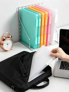 A4 Plastic PP File Box, Suitable For Students, Multi-Layer Portable Double-Layer Document File Box, Waterproof Contract Storage Box, Suitable For Students, Office Staff, Financial Personnel, 2-In-1 Clipboard And File Box, Back To School Season - New Arrival - View 5