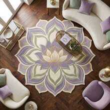 1pc Purple Lotus Flower Shaped Decorative Rug, Floor Mat, Carpet, Living Room Carpet, Bedroom Carpet, Universal Carpet - Multicolor - View 4