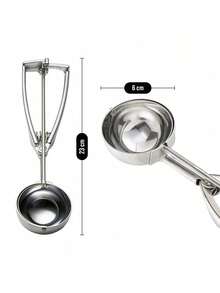 Stainless Steel Ice Cream Scoop 6 Cm With Release Mechanism, 23 Cm Large Portioning Spoon With Ergonomic Handle, Easy Clean Serving Tool For Ice Cream, Rice, Mashed Potatoes, Cookie Dough, Melon And Everyday Kitchen Use - Silver - View 6